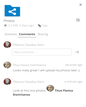 Nextcloud come funziona i commenti